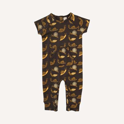 short sleeve kanga sport jumpsuit | neutral snails | organic cotton interlock