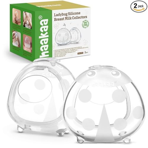 Haakaa Ladybug Breast Milk Collector - Reusable Breast Shields, Wearable Silicone Milk Catcher for Breastfeeding Moms, Protects & Soothes Sore Nipples, 75ml(2pcs)