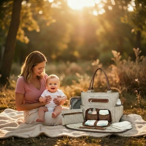 8 Piece Diaper Bag Set with Insulated Bottle Pockets 59.99