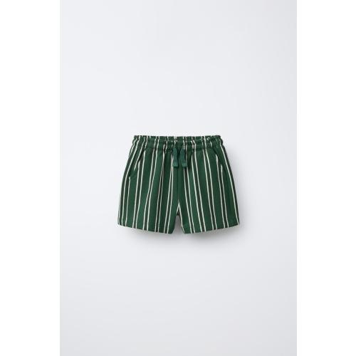 STRIPED PLUSH SHORTS - Green | ZARA United States