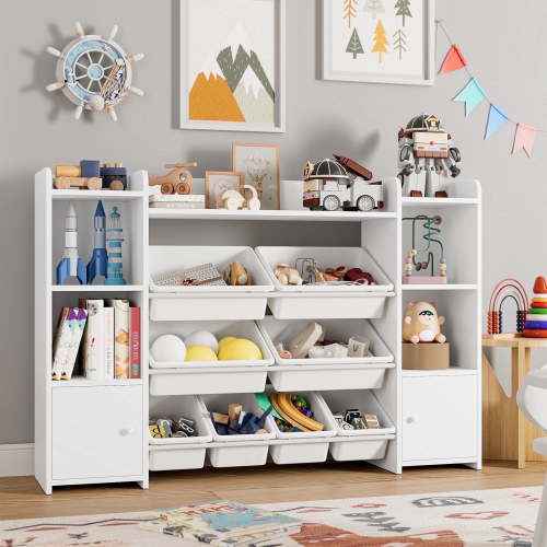Homfa Kids Toy Organization Cubby Bookcase, 8 Bin, White