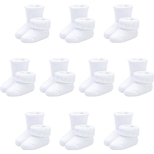 Baby Socks Newborn Terry Cotton Ankle Crew Socks 0-3 Months Girls Preemie Turn Cuff Infant Sock 10 Pairs
