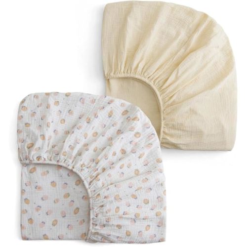 Muslin Crib Sheets for Girl Boy, 100% Cotton Neutral Baby Crib Sheets Fitted for Standard Crib Mattress, Soft and Breathable - 28"x 52", 2 Pack (Strawberry, Cream)