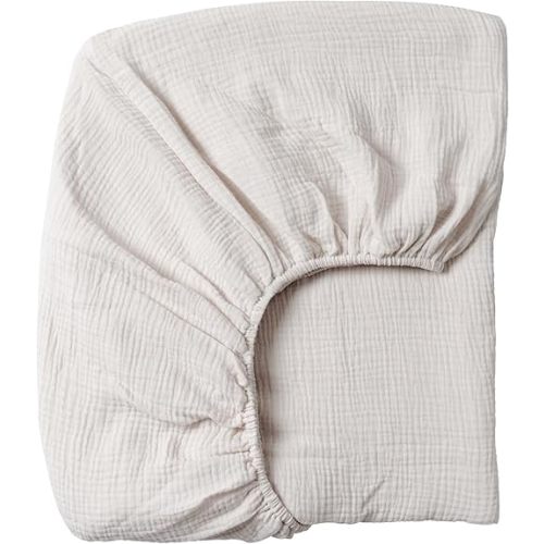 Meracorallo Muslin Fitted Crib Sheet, Soft and Breathable Baby Crib Sheet for Standard Crib and Toddler Mattresses (Fog)