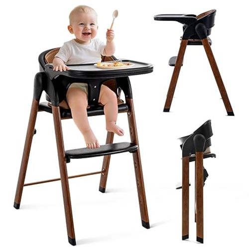 Convertible High Chairs for Babies & Toddlers. 5-in-1 Adjustable High Chair with Removable Tray, Easy to Clean, Portable (Black)