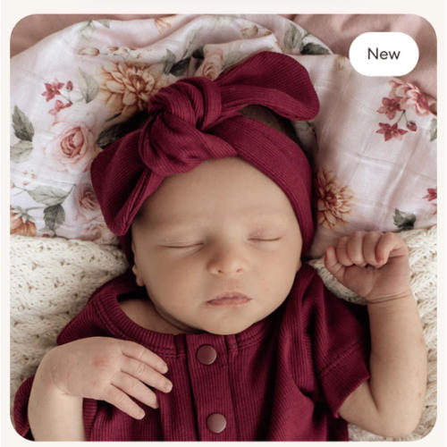 Raspberry Ribbed Organic Baby and Toddler Topknot | Snuggle Hunny