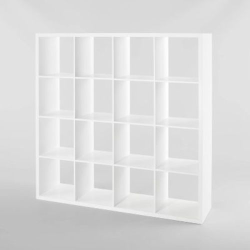 13'' 16 Cube Organizer White - Brightroom™: Decorative Bookshelf with 4 Shelves, Cubby Storage Bins, MDF Frame