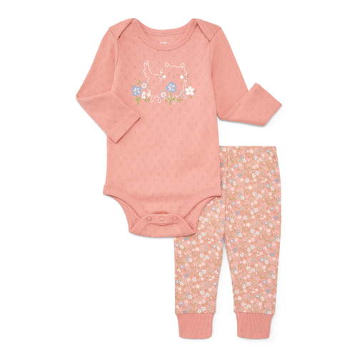 Bliss by Garanimals Baby Boys or Girls Ribbed Cotton Bodysuit and Leggings Set, 2-Piece, Sizes 0-12 Months