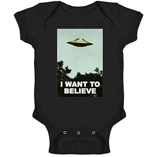 Pop Threads I Want To Believe UFO Aliens TV Retro 90s Infant Baby Boy Girl Bodysuit