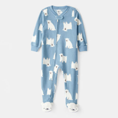 Carter's Baby Boys Footed Fleece Round Neck Long Sleeve One Piece Pajama