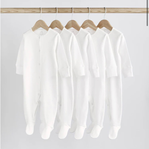 Buy White 5 Pack 100% Cotton Baby Sleepsuits (0-18mths) from Next USA