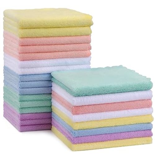 HOMEXCEL Baby Washcloths 24 Pack Microfiber Coral Fleece Soft Wash Cloths