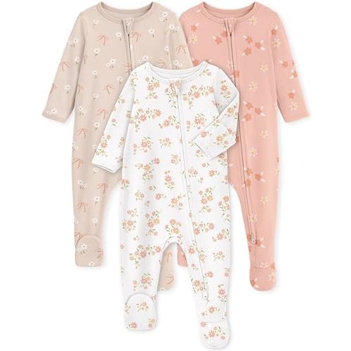 Yoofoss Baby Pajamas 100% Organic Cotton Baby Sleepers for Newborn 0-3 3-6 6-9 Months Boys Girl Clothes 3pcs Footed PJs