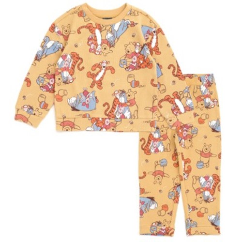 Disney Winnie the Pooh Newborn Baby Boys Waffle Knit T-Shirt and Pants Outfit Set Sand Tan Winnie The Pooh 0-3 Months