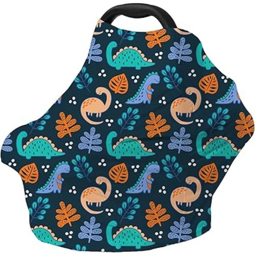 Car Seat Covers for Babies - Multi-use Carseat Canopy Cover Breastfeeding Covers, Stroller Canopy Cover (Navy Dinosaur)