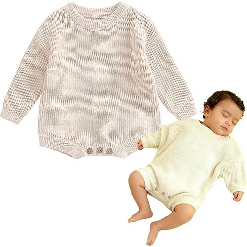 Newborn Baby Romper Sweater Embroidery Knit Pullover Warm Sweatshirt Romper Fall Winter Clothes