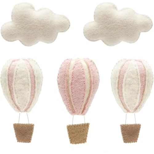 GLACIART ONE Hot Air Balloon & Cloud Decoration | Hanging Wall Decor, Bedroom Wall Banners, Room Accessories or Ceiling Mobile | Use for Garland or Crib | Great Gift Idea