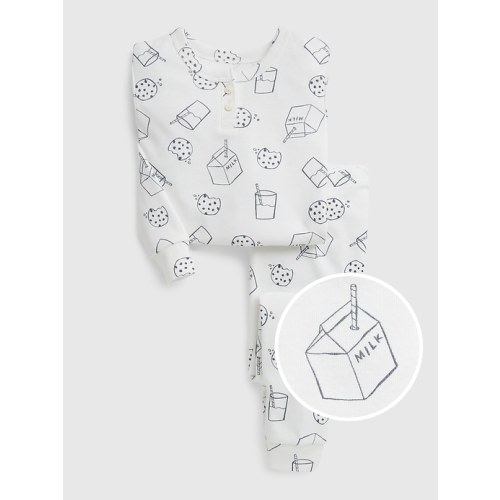 babyGap 100% Organic Cotton Print Henley PJ Set in ivory frost