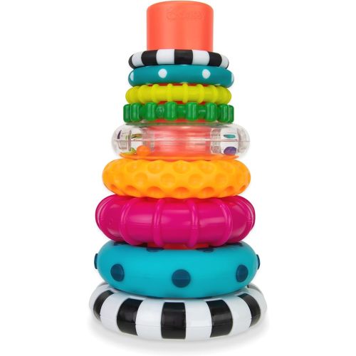 Sassy Stacks of Circles Stacking Ring STEM Learning Toy, Age 6+ Months, Multi, 9 Piece Set