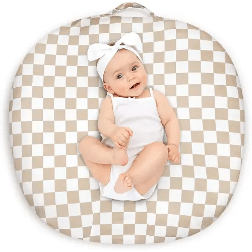 DILIMI Newborn Lounger Cover Removable Cover Ultra Soft Comfortable Lounger Slipcover Removable Cover for Infant Lounger Pillow, Light Brown Checkerboard (Lounger Pillow Not Included), Baby, D0119