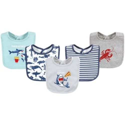 Hudson Baby Infant Boy Cotton Bibs, Shark, One Size