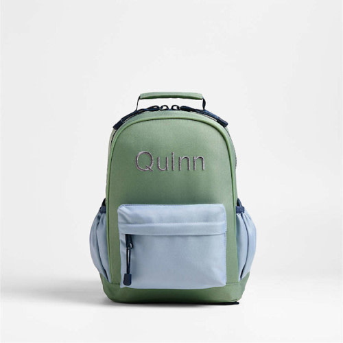 Crate & Kids Green and Blue Colorblock Small Kids Backpack with Side Pockets