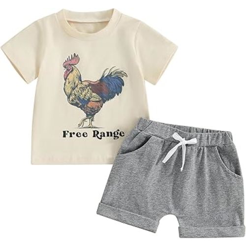 WZTYYDS Toddler Boys Summer Outfits Animal Print Short Sleeve T-Shirt and Elastic Shorts for 2 Piece Vacation Clothes Set