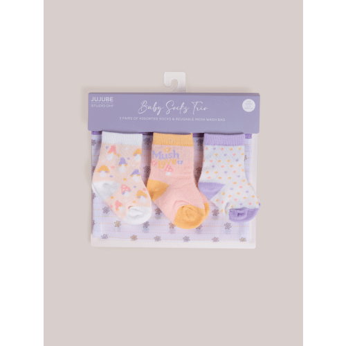 3-Pack Soft Durable Baby Socks Set - Mushy Love