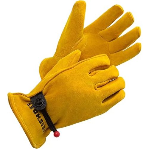 Kids Work Gloves Age 2-14, Extra Soft Deerskin Suede, Durable, Flexible Toddler Youth Genuine Leather Gloves for Kids Yard Work, Working, Gardening (Small, Yellow, 2-4 Years Old)