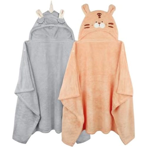 Toddler Bath Towel Hooded Kids Towels Baby Bath Towels for Boy Girl 0-5 Year, 2-Pack Thick Absorbent Toddler Towels with Hood Kids Bath Towel, Large 50''x32'' Baby Hooded Towel for Kids