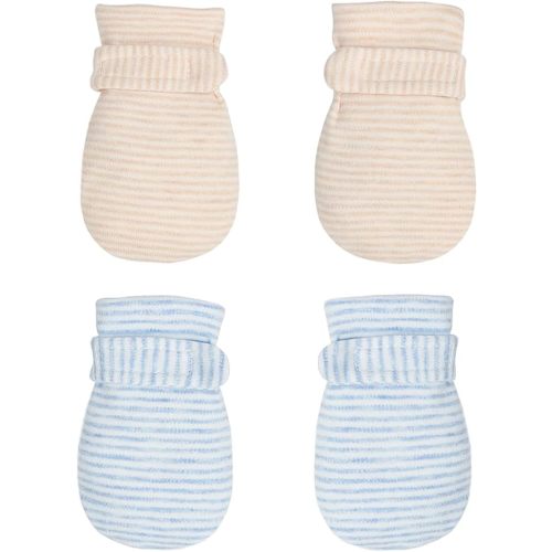 Newborn Baby No Scratch Mittens Stay On, 100% Cotton Breathable, Adjustable Infant Gloves for Baby Boys Girls Mittens