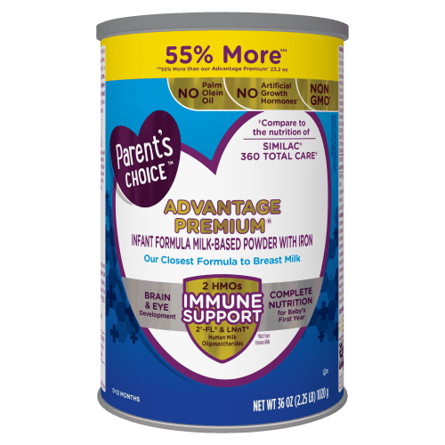 Parent's Choice Advantage Premium Powder Baby Formula, Non-GMO with Iron, 36 oz Canister HSA/FSA Eligible