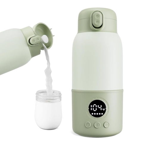 Portable Bottle Warmer for Travel, 2-Min Fast Heating Baby Bottle Warmer,12.8oz Formula Container to Go for Breastmilk, Formula Dispenser with Long-Lasting Keep Warm Function