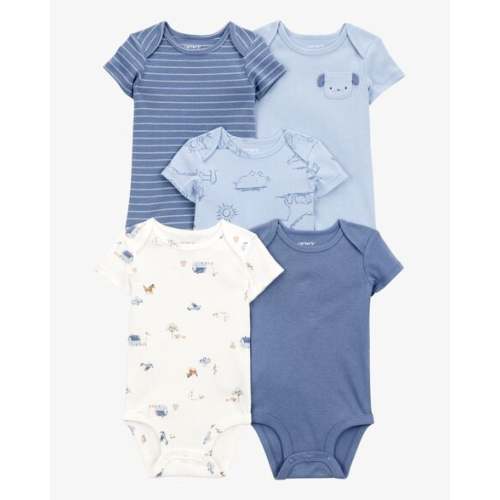 Baby Boy 5-Pack Dog Short-Sleeve Cotton Bodysuits - Blue - Carter's | Carter's
