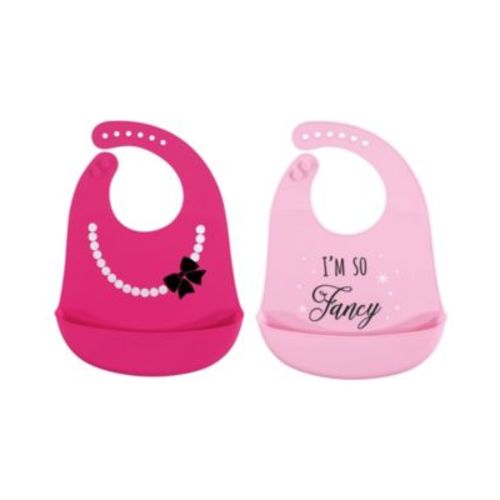 Infant Girl Silicone Bibs 2pk, Strawberry, One Size