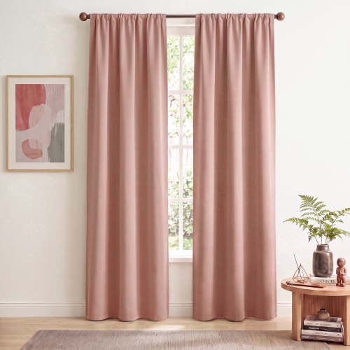 TOPICK Dusty Pink Room Darkening Curtains for Bedroom Thermal Insulated Drapes for Living Room Home Office Rod Pocket Curtains Set of 2 Panels Each 30"W x 84"L