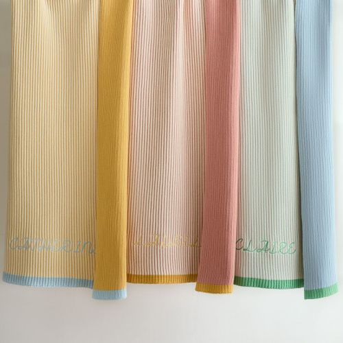 Contrast Ribbed Knit Baby Blanket