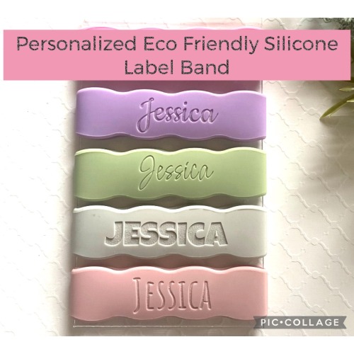 Engraved 1 Bottle Label, Silicone Cup Label,  Label for Bottle, reusable band, School Personalized Label, summer camp label,   daycare label