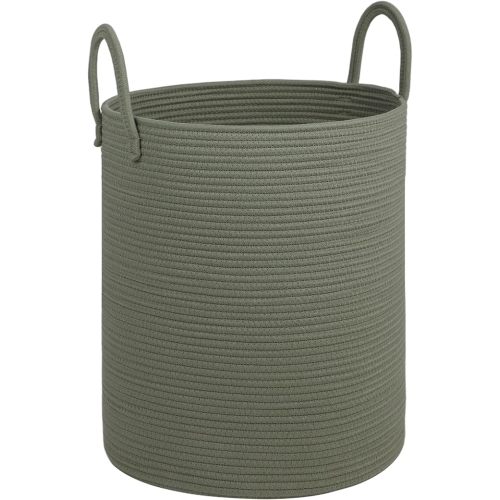 Large Laundry Basket,Laundry Hamper,15''x18'' Cotton Rope Storage Basket with Handles,baby hamper,Nursery Blanket Storage Living Room,toy basket,kids laundry(Green)