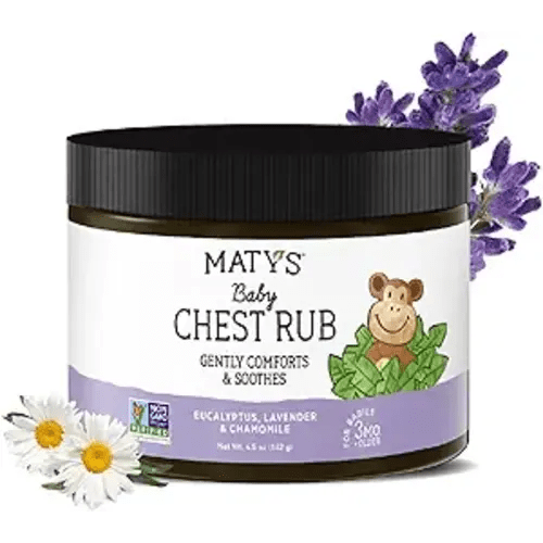 Matys Baby Chest Rub, Soothing Congestion Relief Vapor Rub for Babies 3 Months Old +, Clean & Comforting Eucalyptus, Lavender, & Chamomile for Sleep, Non-GMO, Petroleum Free, Menthol Free, 4.5 oz Tub