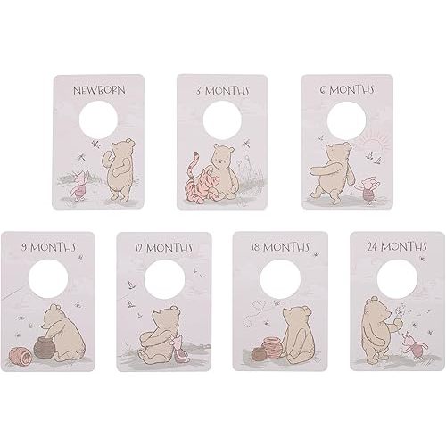 NoJo Disney Classic Winnie The Pooh Ivory, Tan, and Sage Nursery Baby Closet Dividers - Set of 7 Newborn to 24 Months
