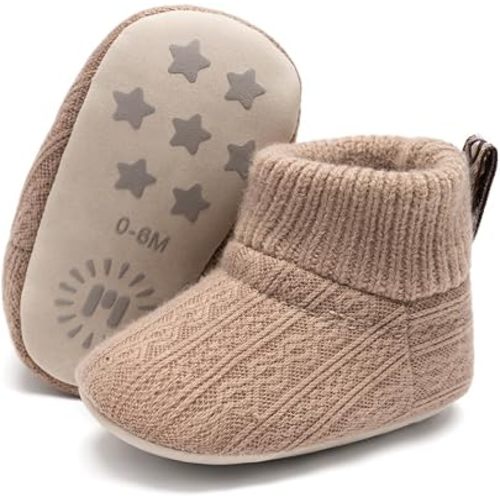 Meckior Baby Knit Booties Stay On Infant Boots Non-Slip Slipper Socks Shoes