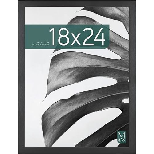 MCS Studio Gallery 18x24 Poster Frame Black Woodgrain Engineered Wood, Vertical & Horizontal Wall Hanging Large Picture Frame for Photos, Posters & Art Prints (1-Pack)