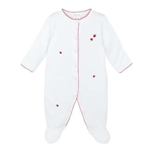 Strawberries Embroidery Footie | Baby Girl