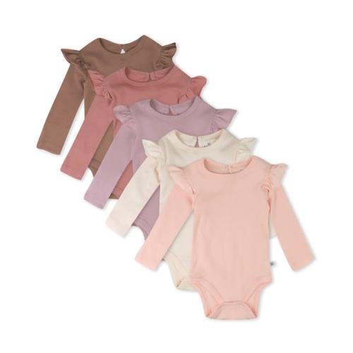 5-Pack Organic Cotton Long Sleeve Ruffle Bodysuits | Honest Baby Clothing