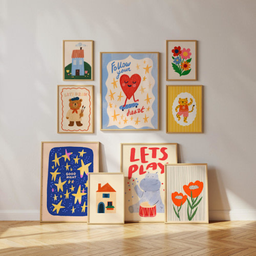 pinkajam Modern Kid's Room Wall Art Bundle Set of 50 Digital Prints