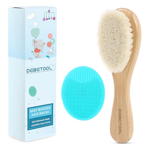 DEBETOOL Baby Hair Brush & Cradle Cap Brush Set for Newborns - Gentle Infant Baby brush with Soft Bristles, Newborn Gift Essential