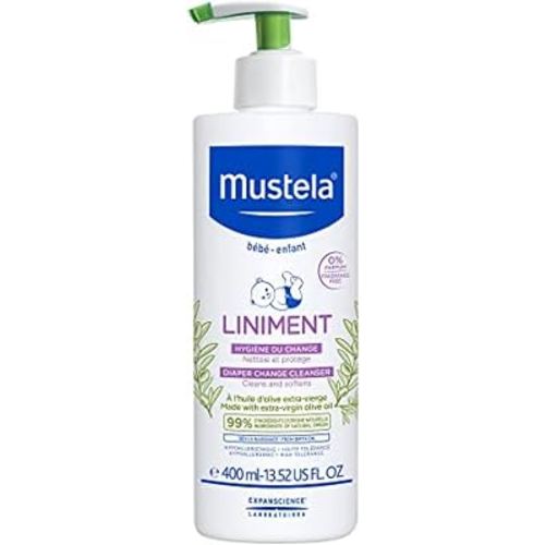 Mustela Liniment - No-Rinse Baby Cleanser for Diaper Change - with Extra Virgin Olive Oil - Fragrance-Free - 13.52 fl. Oz