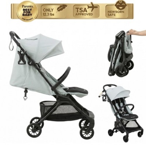 BabbleRoo HopLite Ultralight Compact Lightweight Baby Stroller For Airplane – Travel Stroller for Newborn from Birth to 55 lbs, Seafoam
