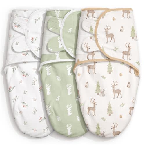GLLQUEN BABY Swaddles for Newborns 0-3 Months, Adjustable & Easy Fastener | 3-Pack, Organic Cotton Swaddle, Womb-Like Nursery Swaddling Blanket reduces startle reflex, soft and skin-friendly fabric